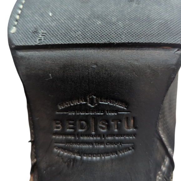 BED STU Sz 9.5 Blaire heeles brwn/blk Lace Up Back Ankle Booties - Picture 4 of 5